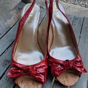 Me too Red Patent Leather Open Toe Heels Size 9M